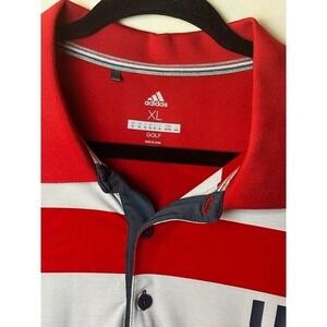 Adidas Golf Mens XL Polo Shirt USA Striped Sport Short Sleeve Golf Performance